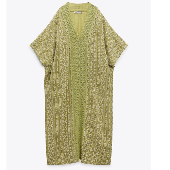 Zara Green Embroidered Tunic Dress NWT - Picture 7 of 13